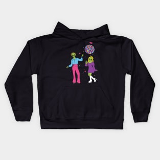 Alien Retro 70s Disco by Courtney Graben Kids Hoodie